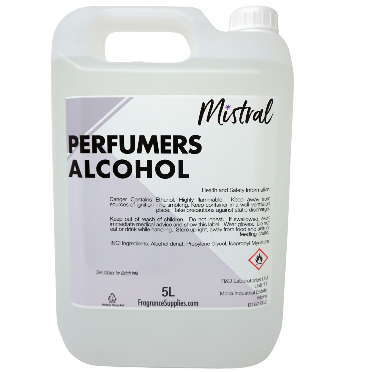 5 Litres of Perfumers Alcohol - DIY Perfumes & Home Fragrances - Made in the UK!