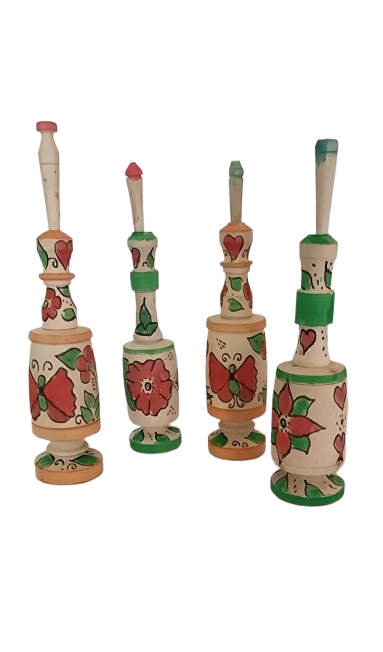 Moroccan Handmade Decorated Wooden Kohl Mascara Surma Bottle and kohl.