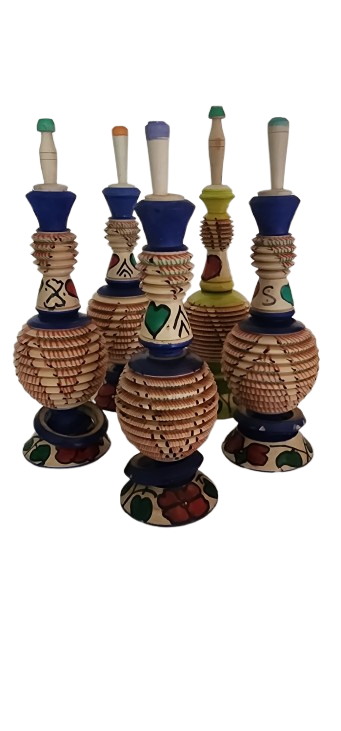 Moroccan Handmade Decorated Wooden Kohl Mascara Surma Bottle and kohl.