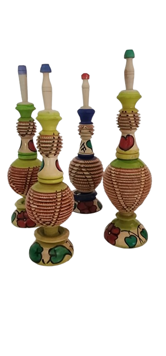 Moroccan Handmade Decorated Wooden Kohl Mascara Surma Bottle and kohl.