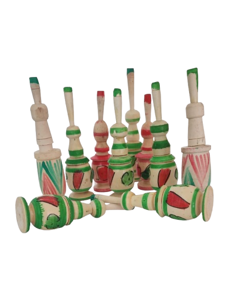 Moroccan Handmade Decorated Wooden Kohl Mascara Surma Bottle and kohl.